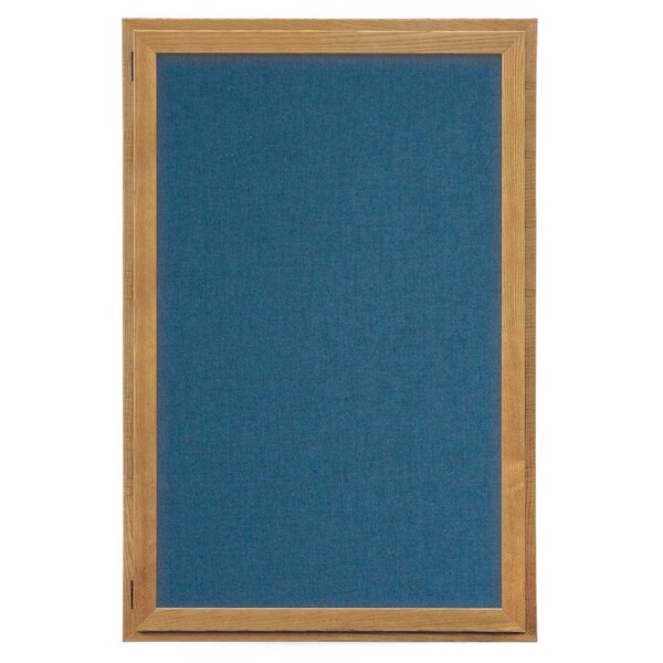 Indoor Enclosed Combo Board, 72"x36", Satin Frame/Blue & Medium Grey